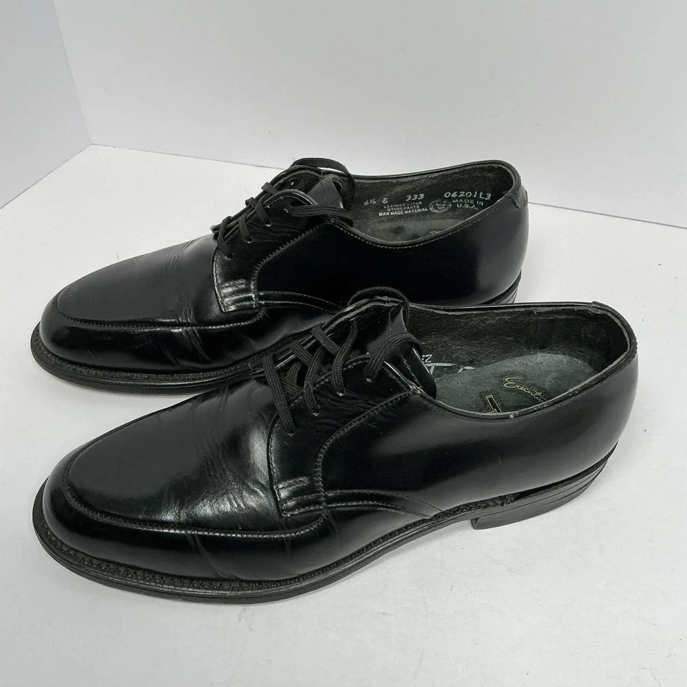 Executive Imperial Oxford Shoes Mens 6.5 E Black Leather Apron Toe Made in USA
